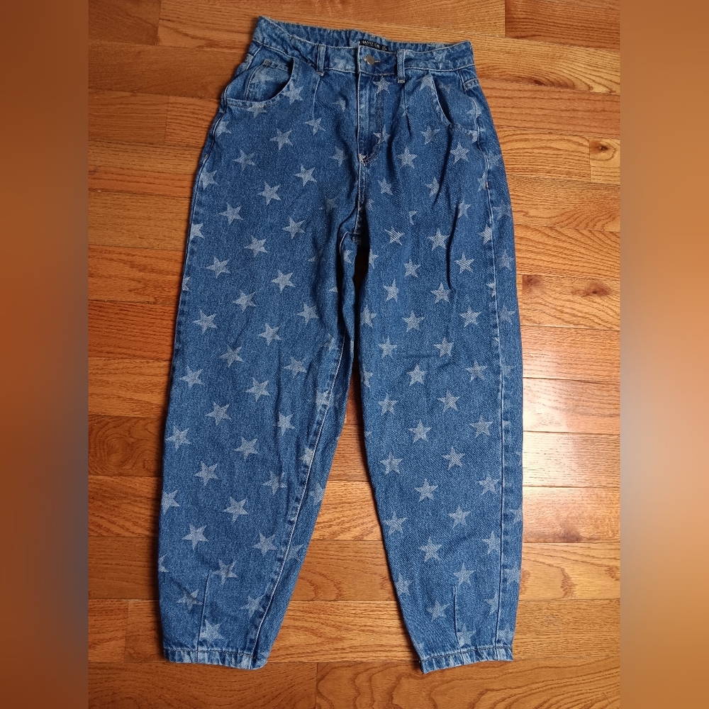 Nasty Gal Star Print High Rise Jeans Denim - Picture 4 of 8